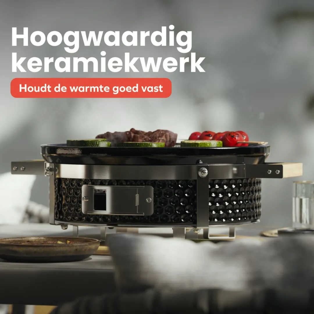 KitchenBrothers KB4232 Kamado Hibachi Grill - 27cm - 4 Burgers - Zwart