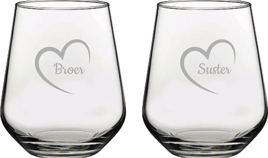 Pasabahce Gegraveerd Drinkglas Broer & Zus