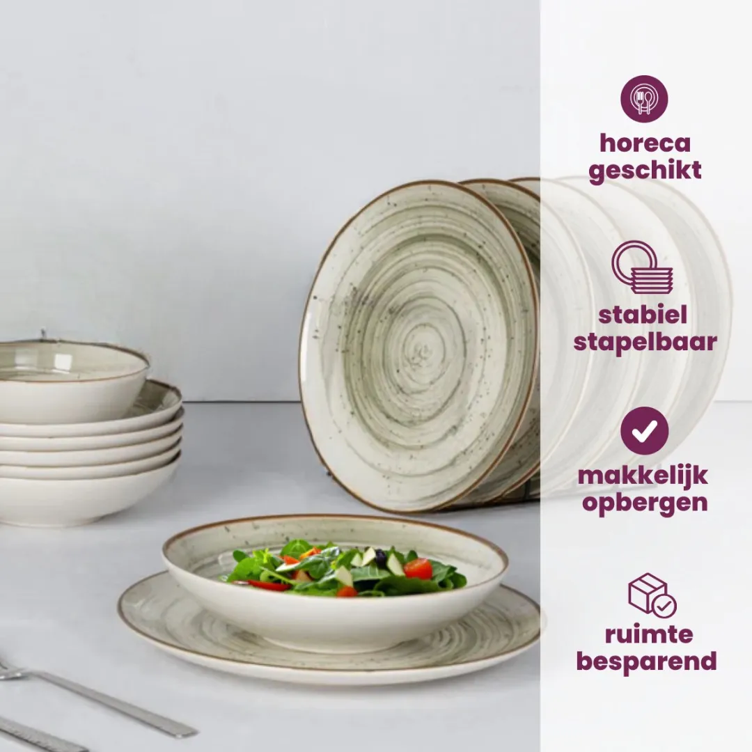 Cosy&Trendy Ontbijtborden Sintra Ivy Green - 4 Stuks Ø 20cm