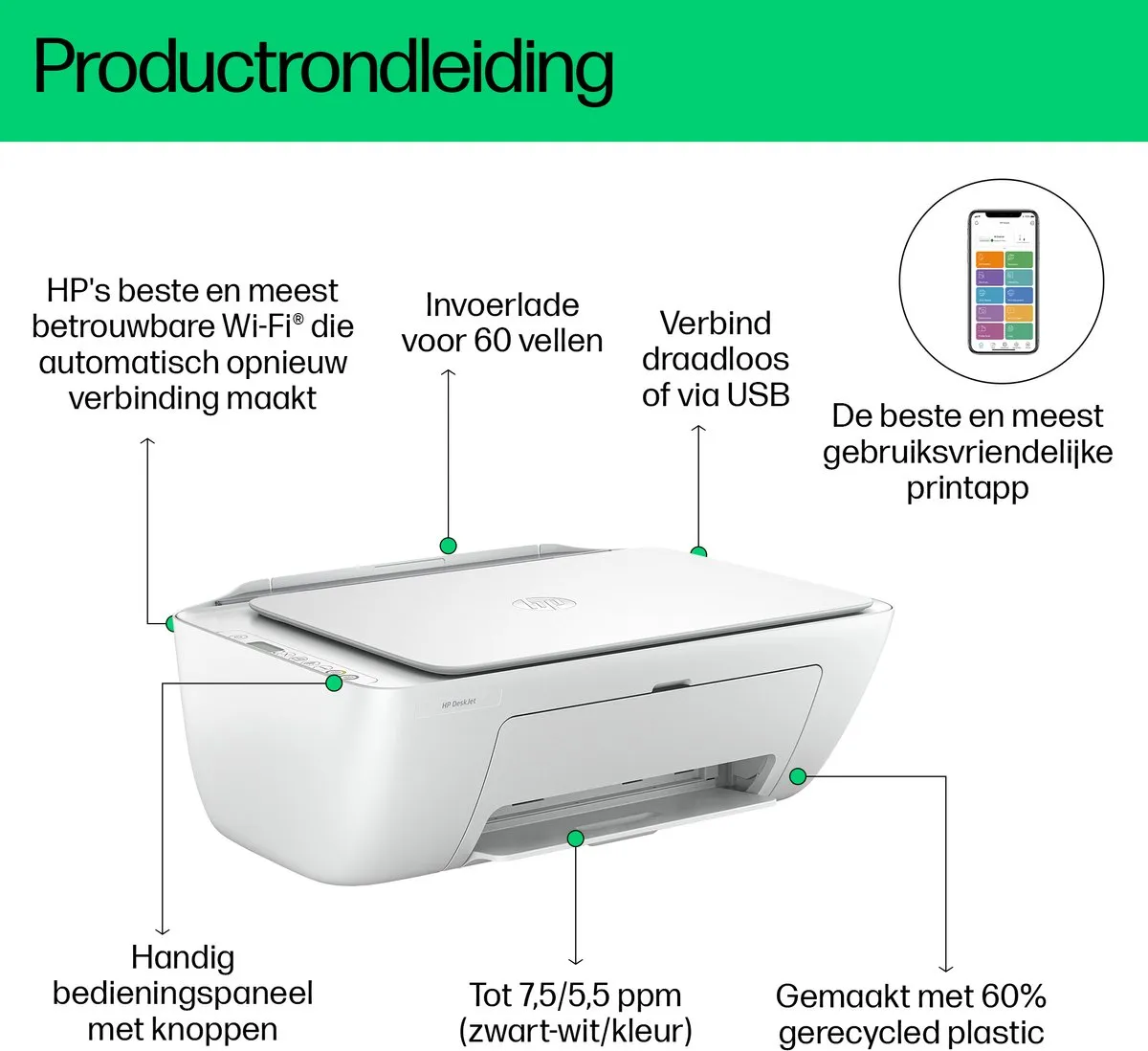 HP DeskJet 2810e All-in-One Printer - Wit