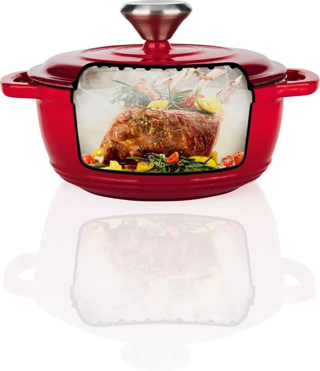 SILVERCREST Gietijzeren Braadpan 16cm - 1,3L - Rood - afbeelding 2 van 3