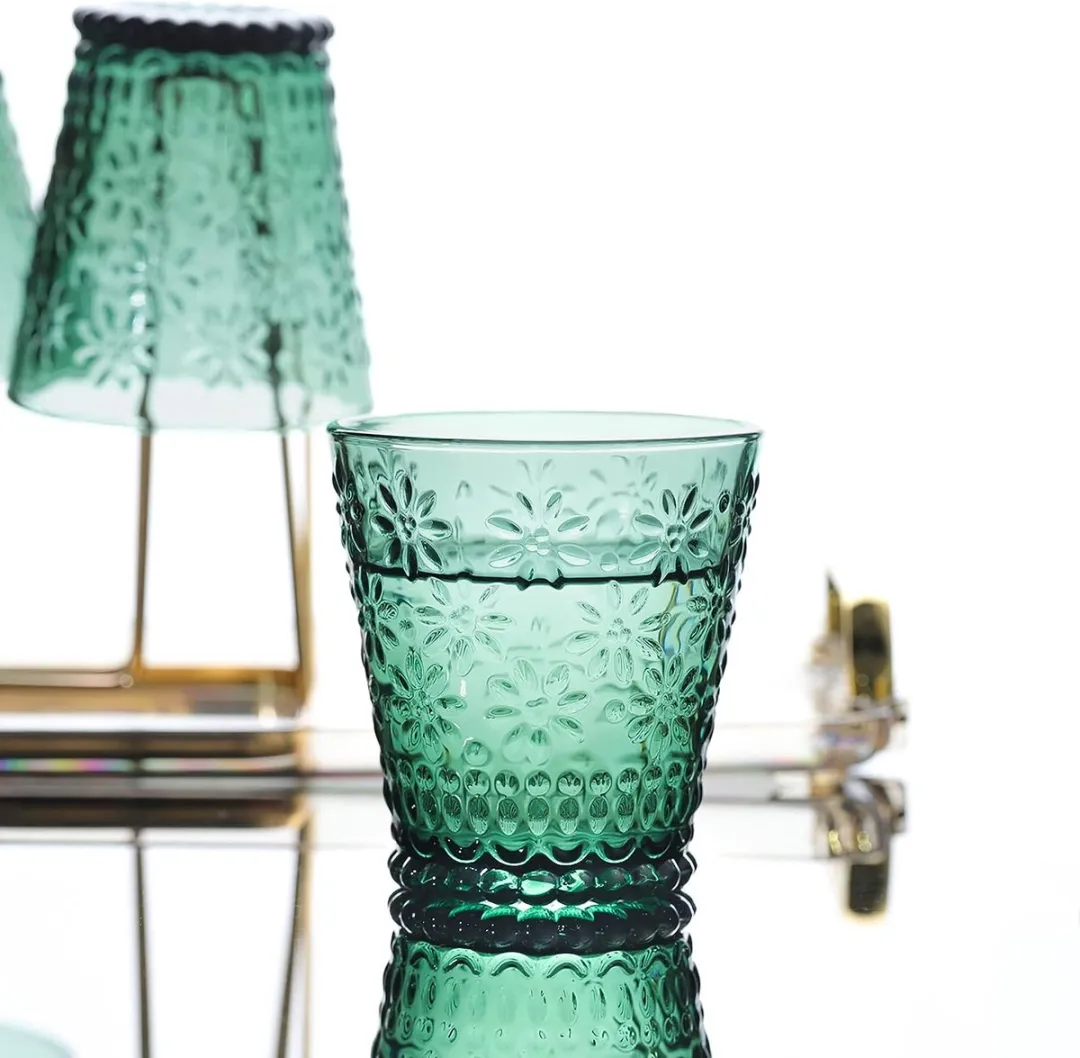 Pasabahce Vintage Madeliefjes Drinkglazen 250ml - Groen - 6 Stuks - afbeelding 6 van 6