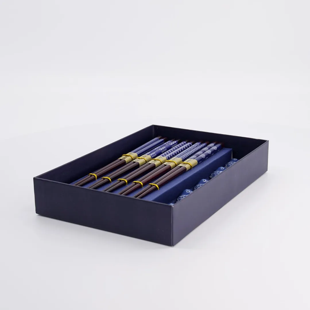 Tokyo Design Studio Vis Design Eetstokjes DJKZ-A-063 20903 - 5 Paar - Blauw/Goud