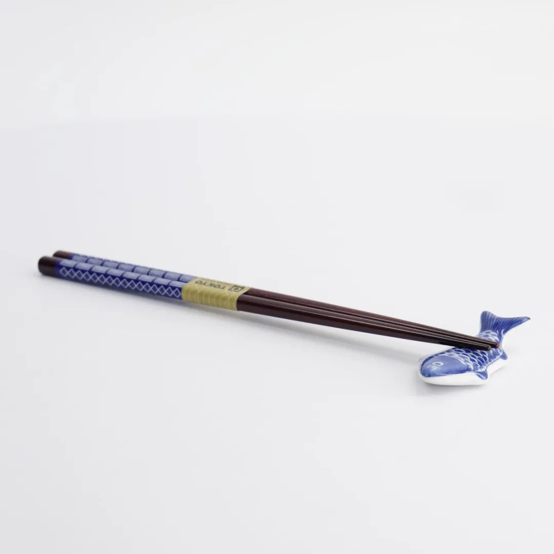 Tokyo Design Studio Vis Design Eetstokjes DJKZ-A-063 20903 - 5 Paar - Blauw/Goud