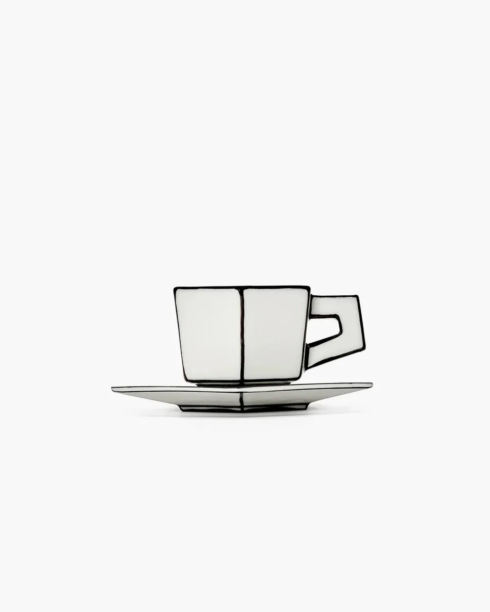 Serax Annebet Philips Carte Blanche Espressokop + schotel 9cl - 2 Stuks - Wit/Zwart