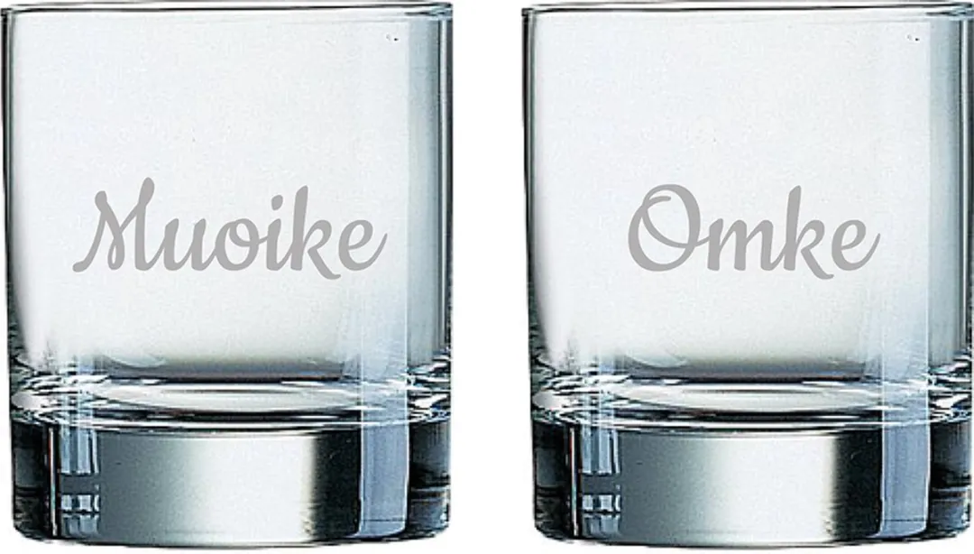 Arcoroc Whiskeyglas Gegraveerd Muoike & Omke