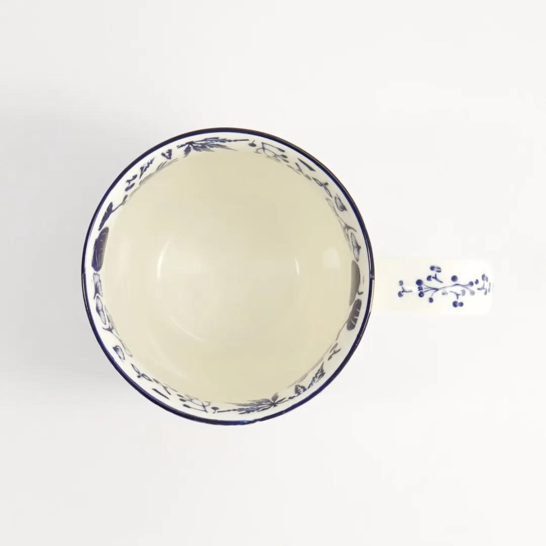 Tokyo Design Studio Flora Japonica Mok met oor - Crane 380ml - Blauw/Wit