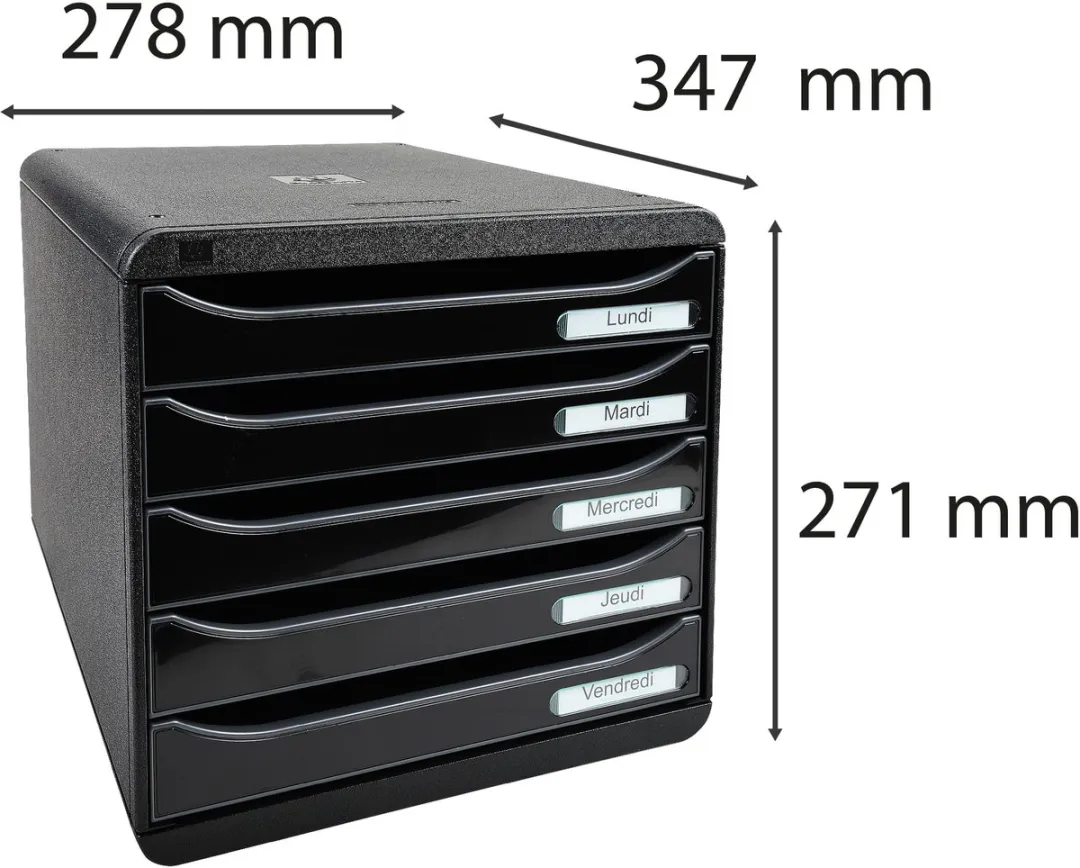 Exacompta Ladenbox BIG-BOX PLUS 3097214D - 5 Lades - Zwart - afbeelding 2 van 6