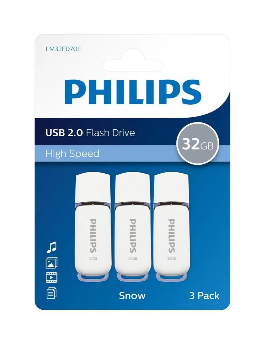 Philips USB Stick FM32FD70E 32GB - 3 Stuks - Wit - afbeelding 2 van 3