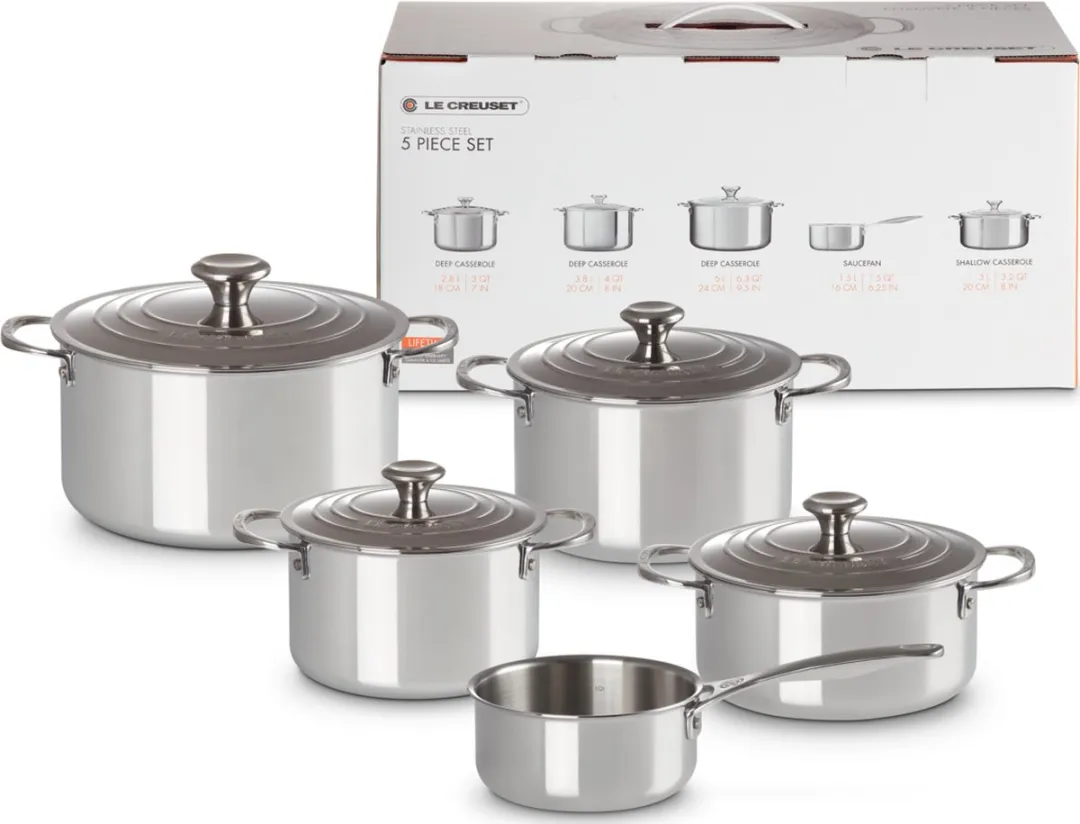 Le Creuset Signature RVS Pannenset 5-delig - Zilver - afbeelding 6 van 6