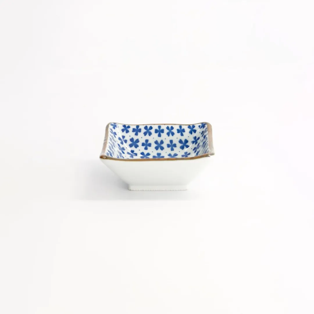 Tokyo Design Studio Sakura Vierkante Schotel - 8,5x3cm - Blauw/Wit