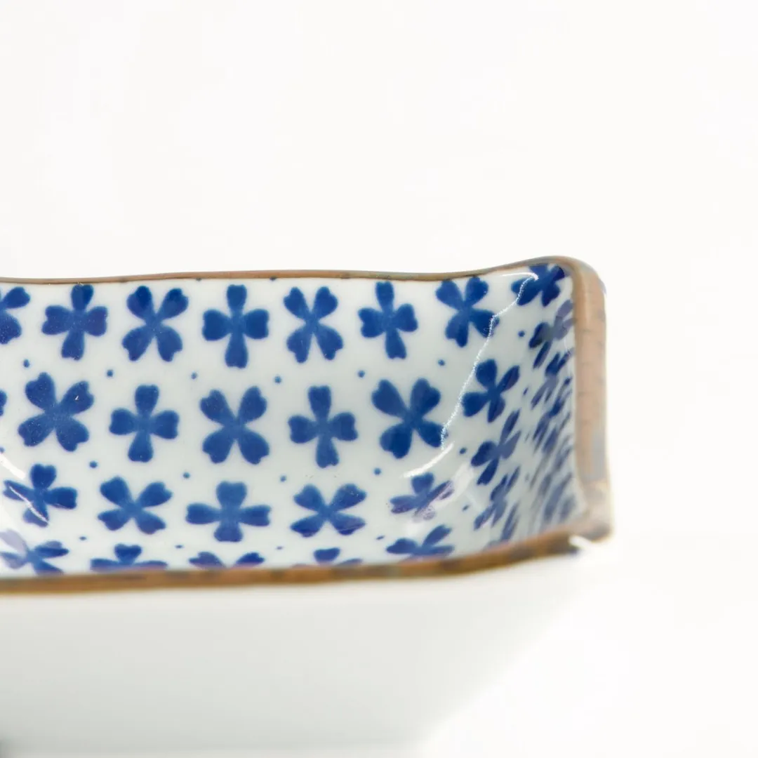 Tokyo Design Studio Sakura Vierkante Schotel - 8,5x3cm - Blauw/Wit