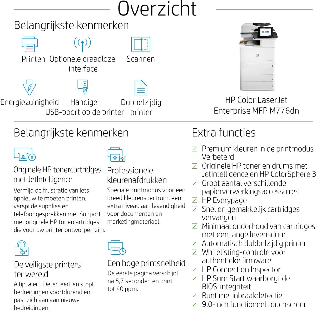 HP Color LaserJet Enterprise M776dn MFP - 40 ppm - 550 Vel