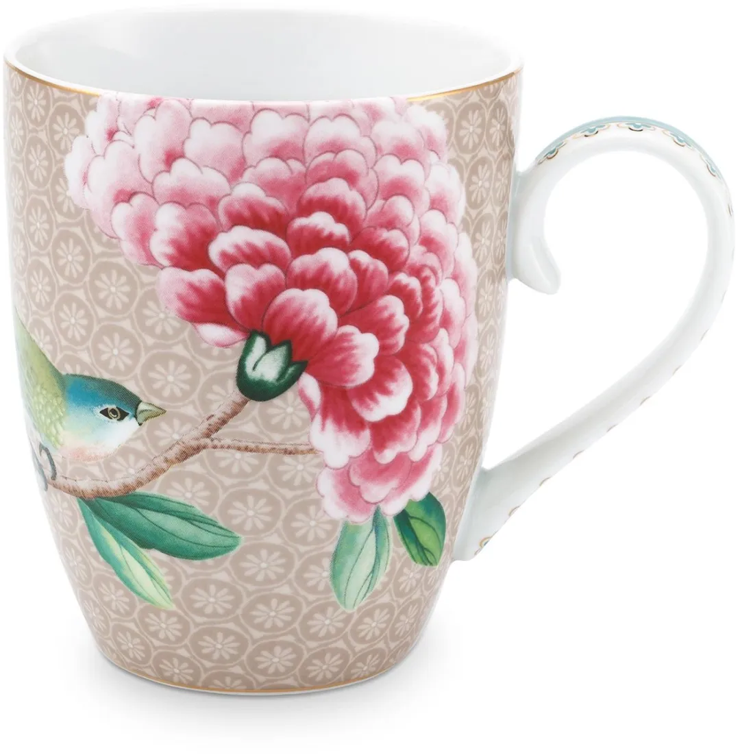 Pip Studio Blushing Birds Mokken 350ml - 6 Stuks - Khaki