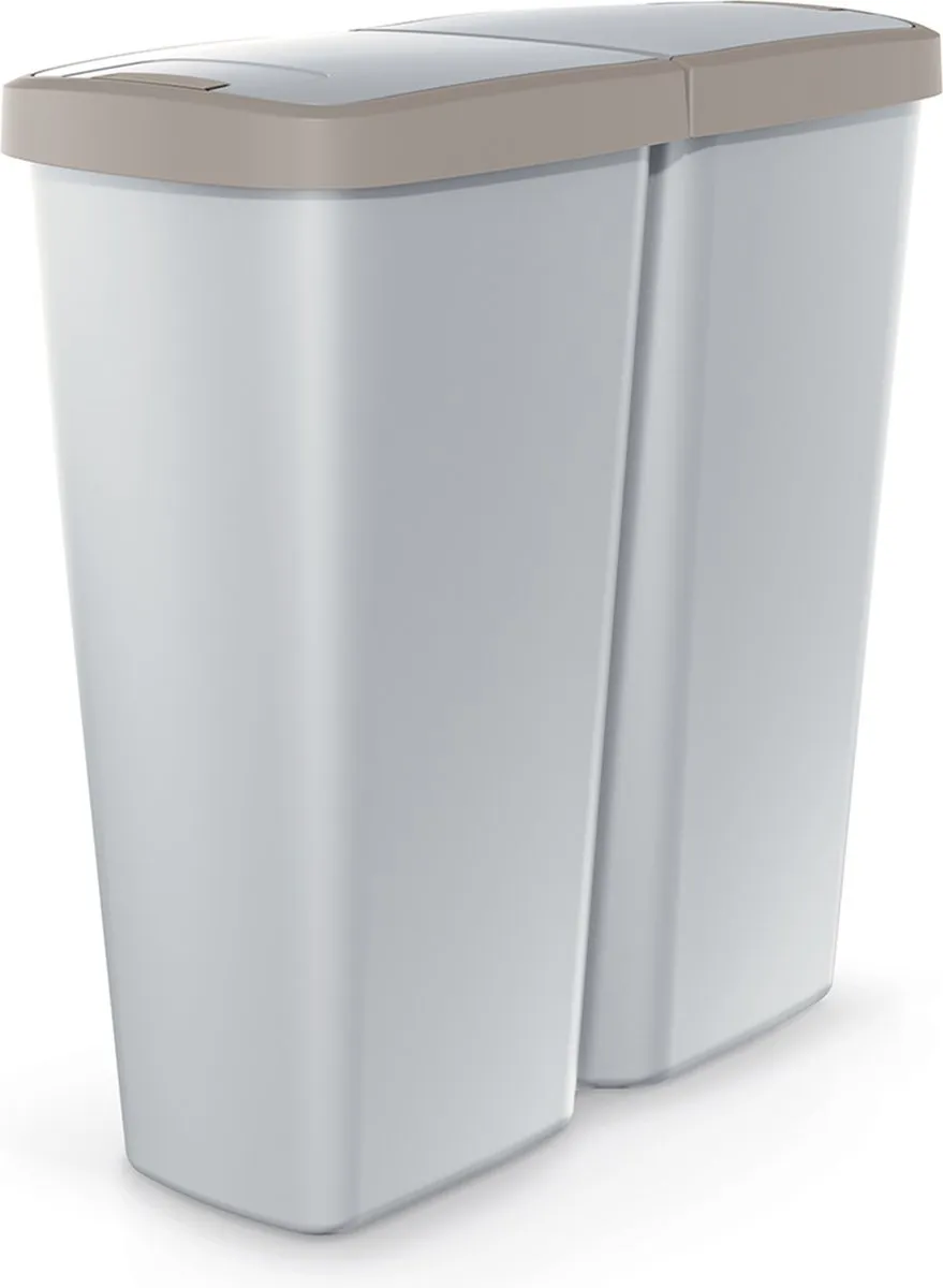 Prosperplast Keden Duo Prullenbak 50L - 55x25x57cm Grijs