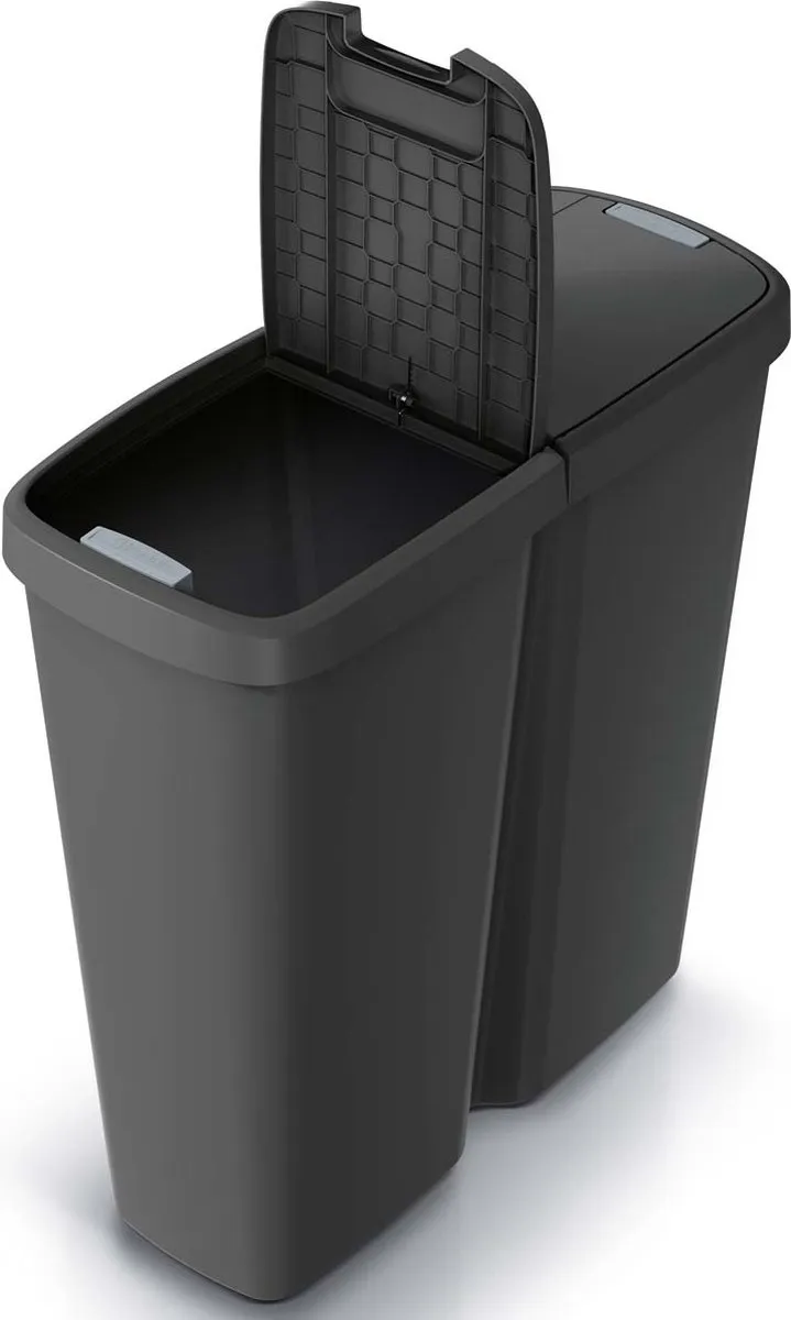 Prosperplast Keden Duo Prullenbak 50L - 55x25x57cm Grijs - afbeelding 6 van 6