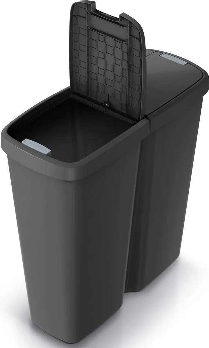 Prosperplast Keden Duo Prullenbak 50L - 55x25x57cm Grijs