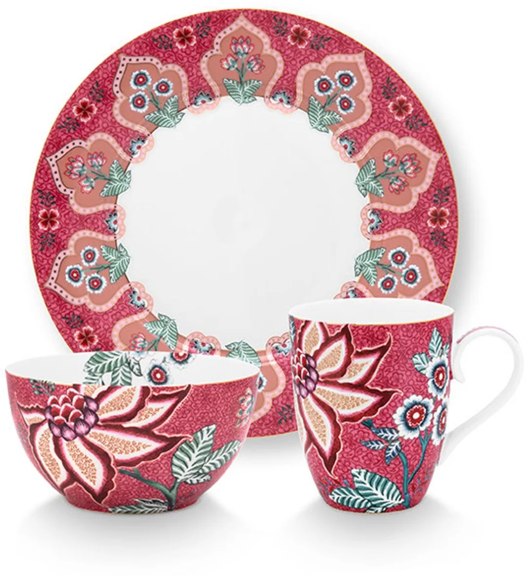 Pip Studio Flower Festival Ontbijtset - 3-delig - Multicolor