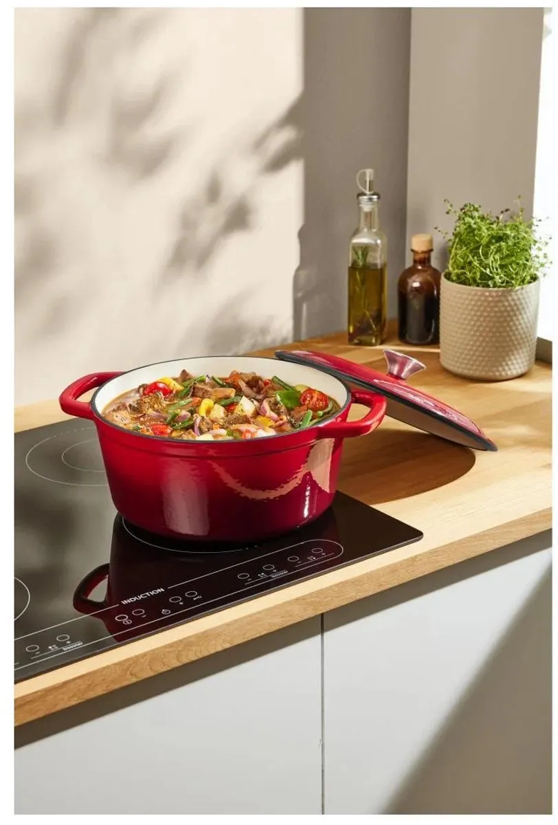Silvercrest Gietijzeren Pan 26cm - Rood - 2 Stuks