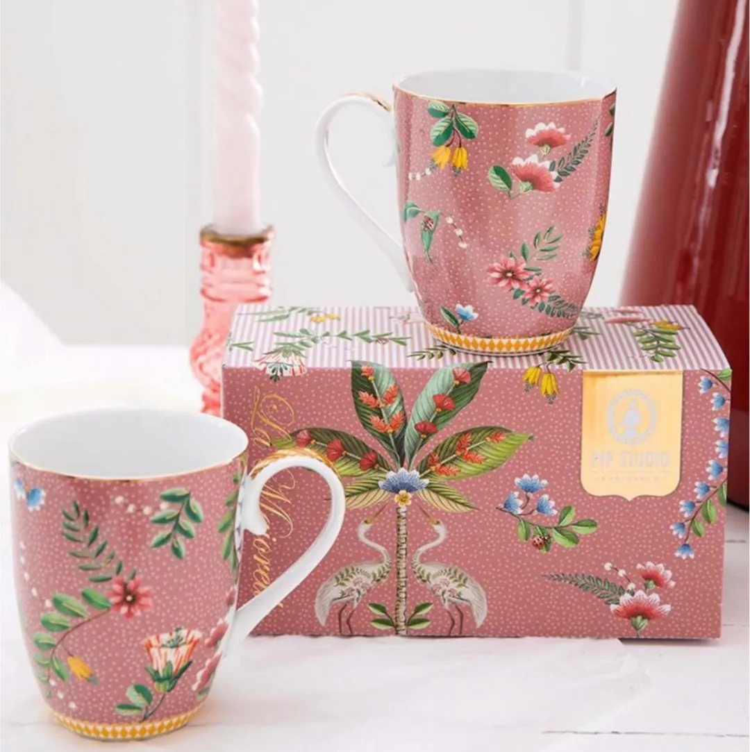Pip Studio La Majorelle Mok Large - 2 Stuks - 350ml - Roze
