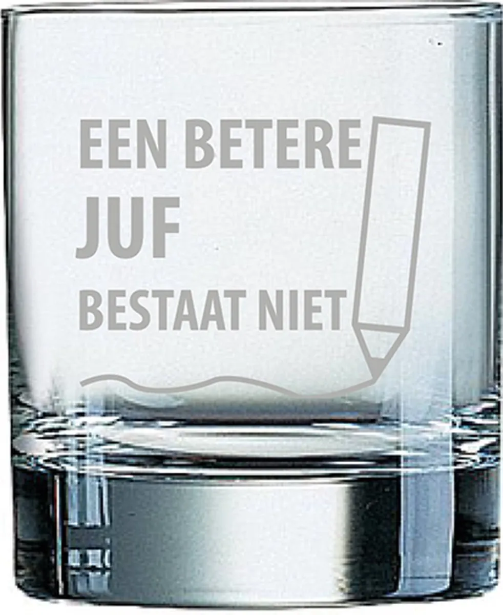 Arcoroc Juf Potlood Gegraveerd Whiskeyglas 20cl