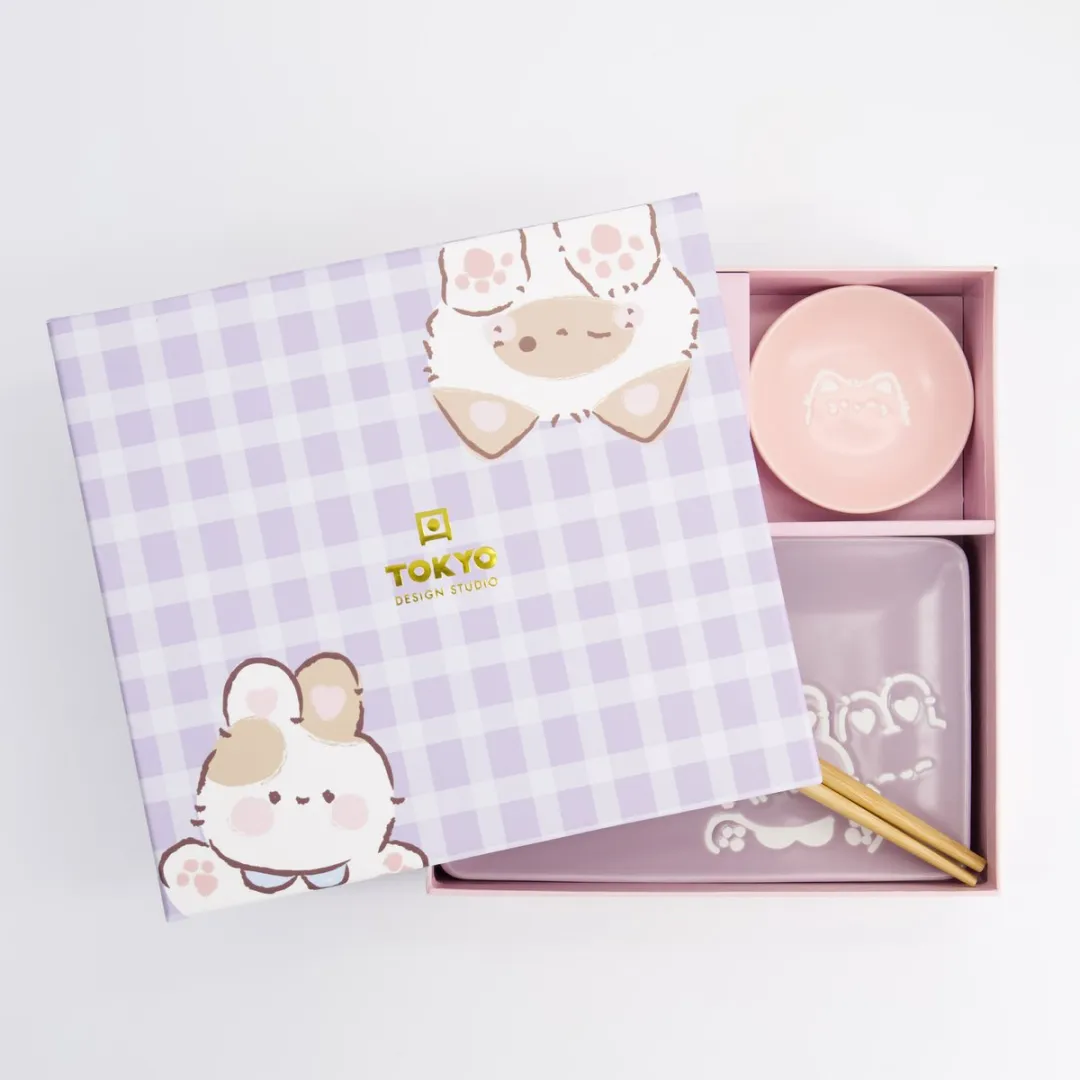 Tokyo Design Studio Kawaii Rabbit Cat Sushiset 2 Personen - Roze