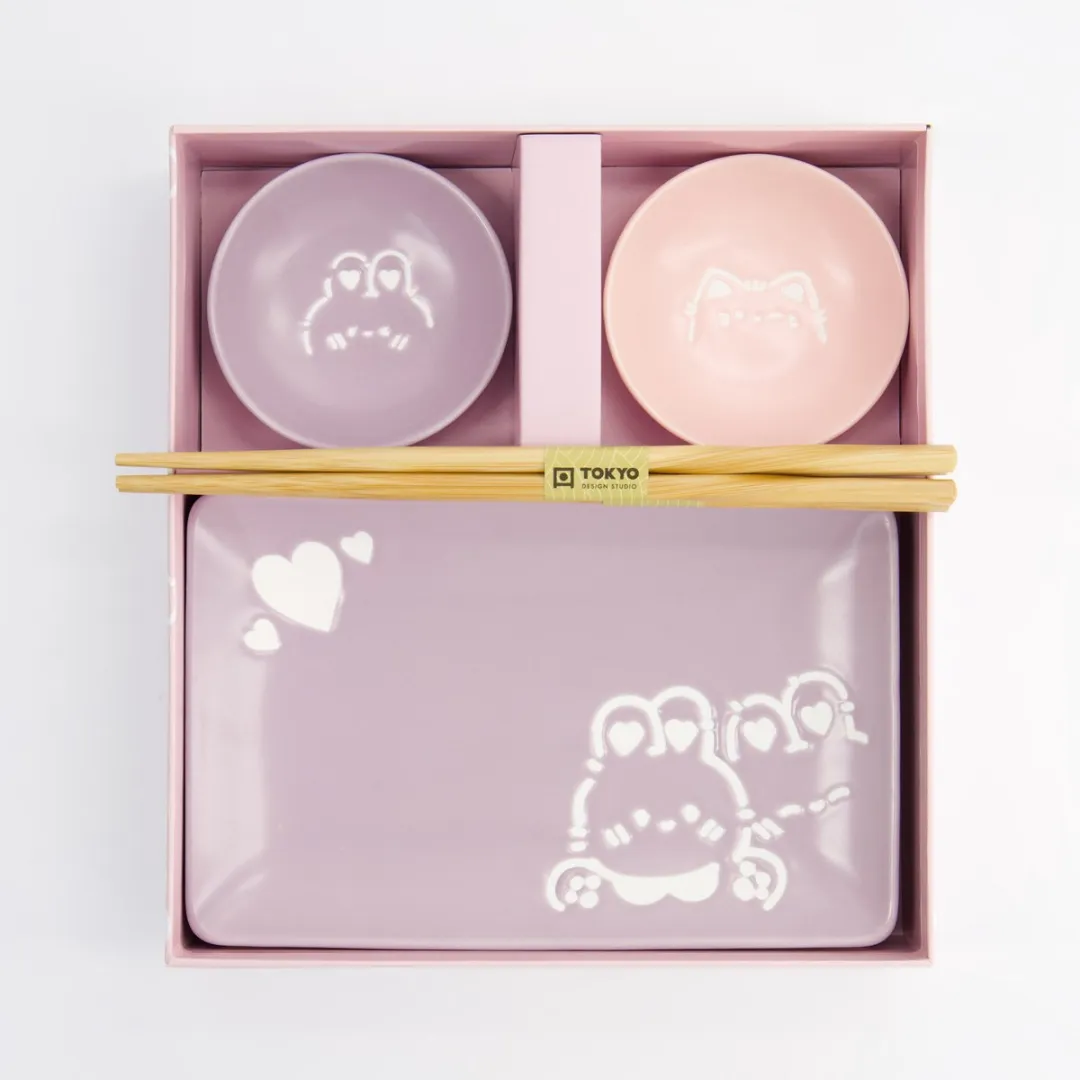 Tokyo Design Studio Kawaii Rabbit Cat Sushiset 2 Personen - Roze