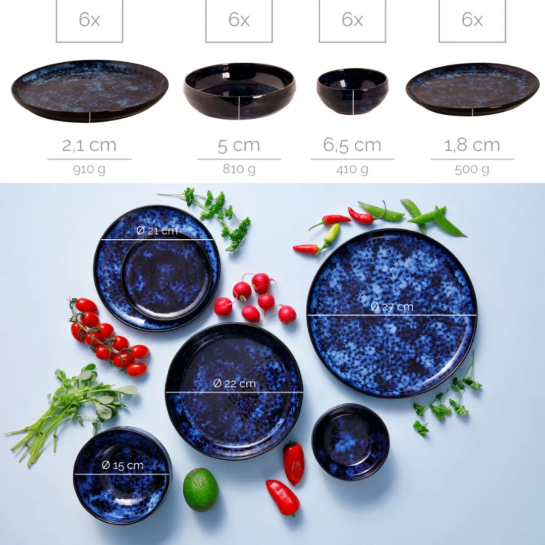 Palmer Bama Blue Serviesset 24-delig - 6 Personen - Blauw - afbeelding 6 van 6