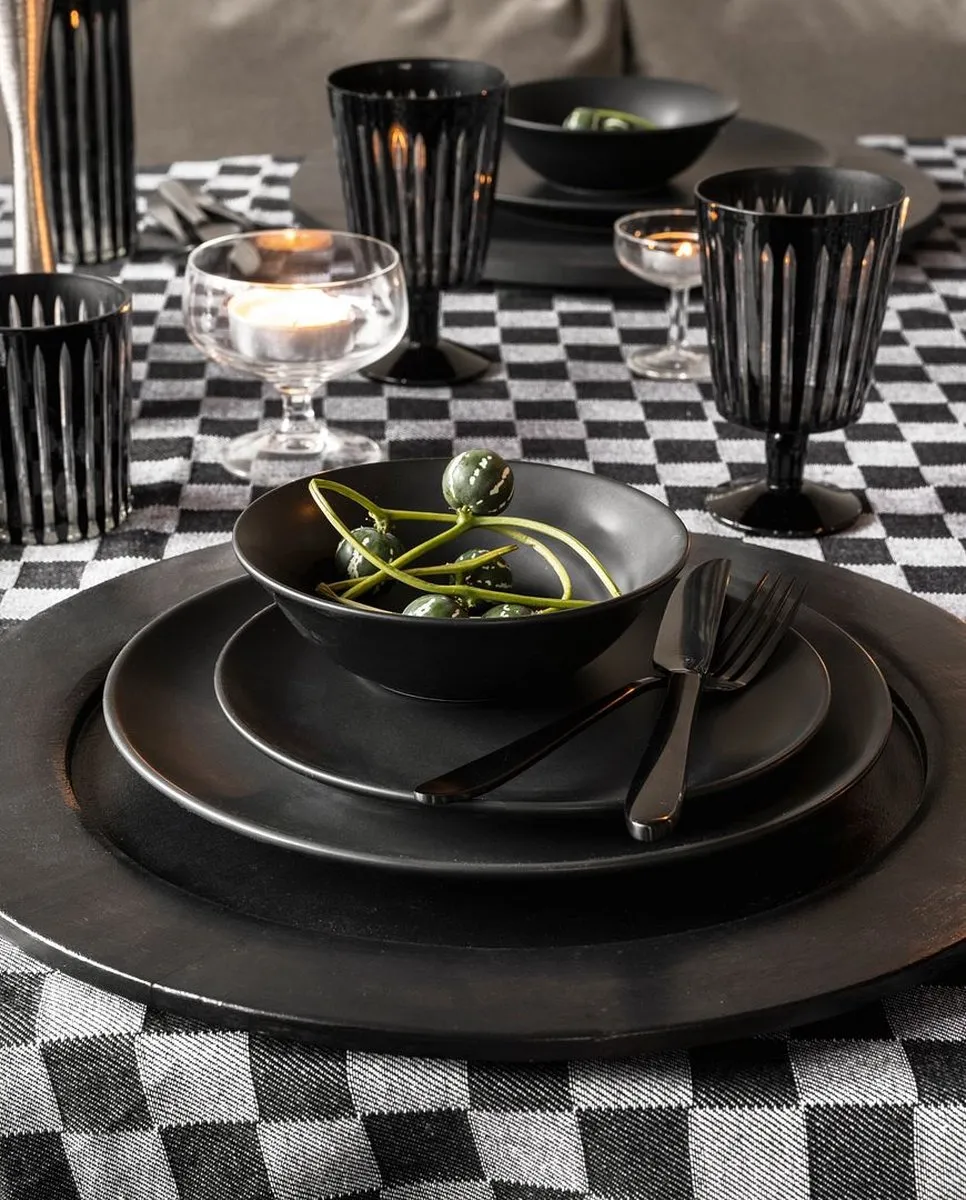 vtwonen Basic Dinerborden Set 6 Stuks - 25,5cm - Zwart