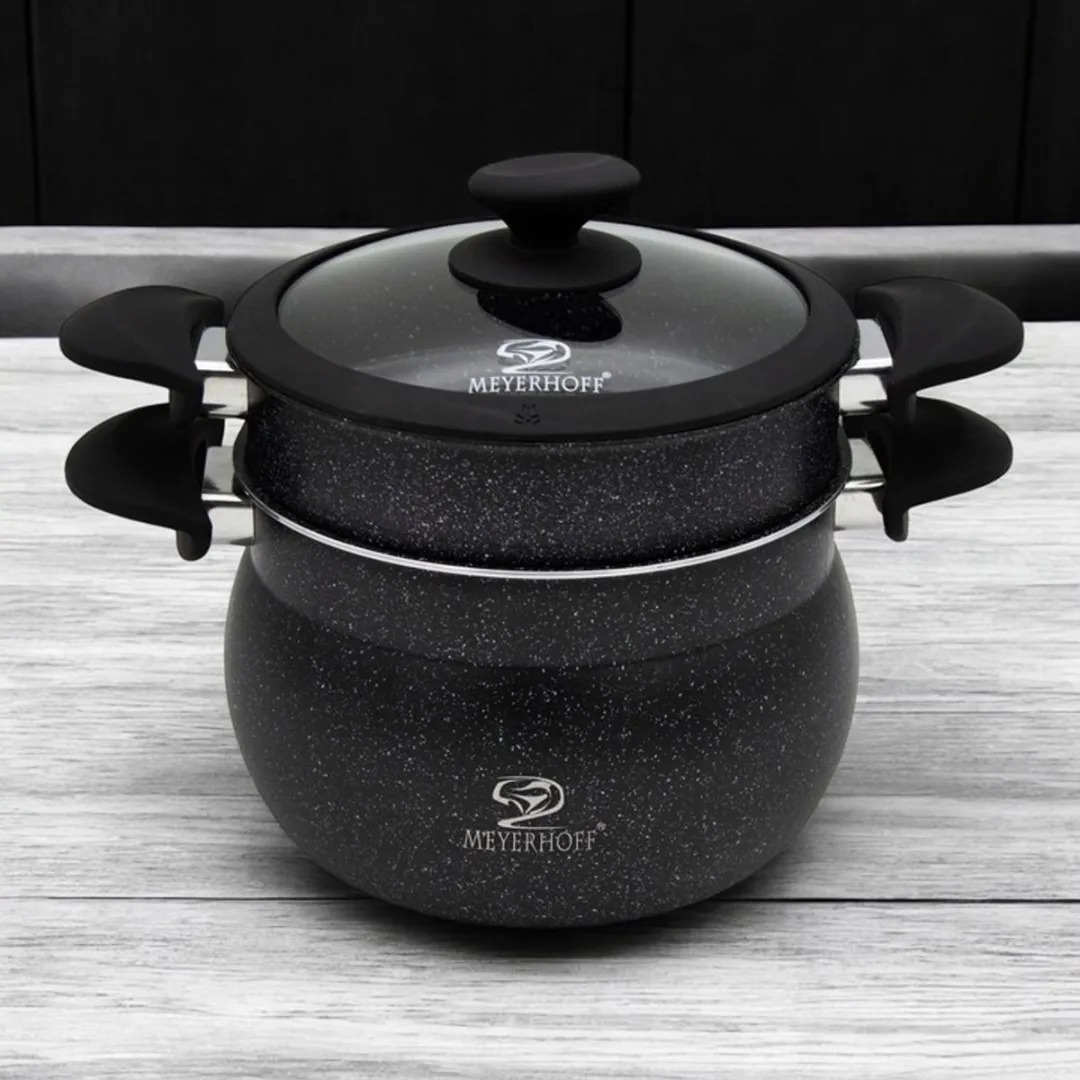 Meyerhoff Stoompannenset 3-delig Ø24cm - 9L - Marmer