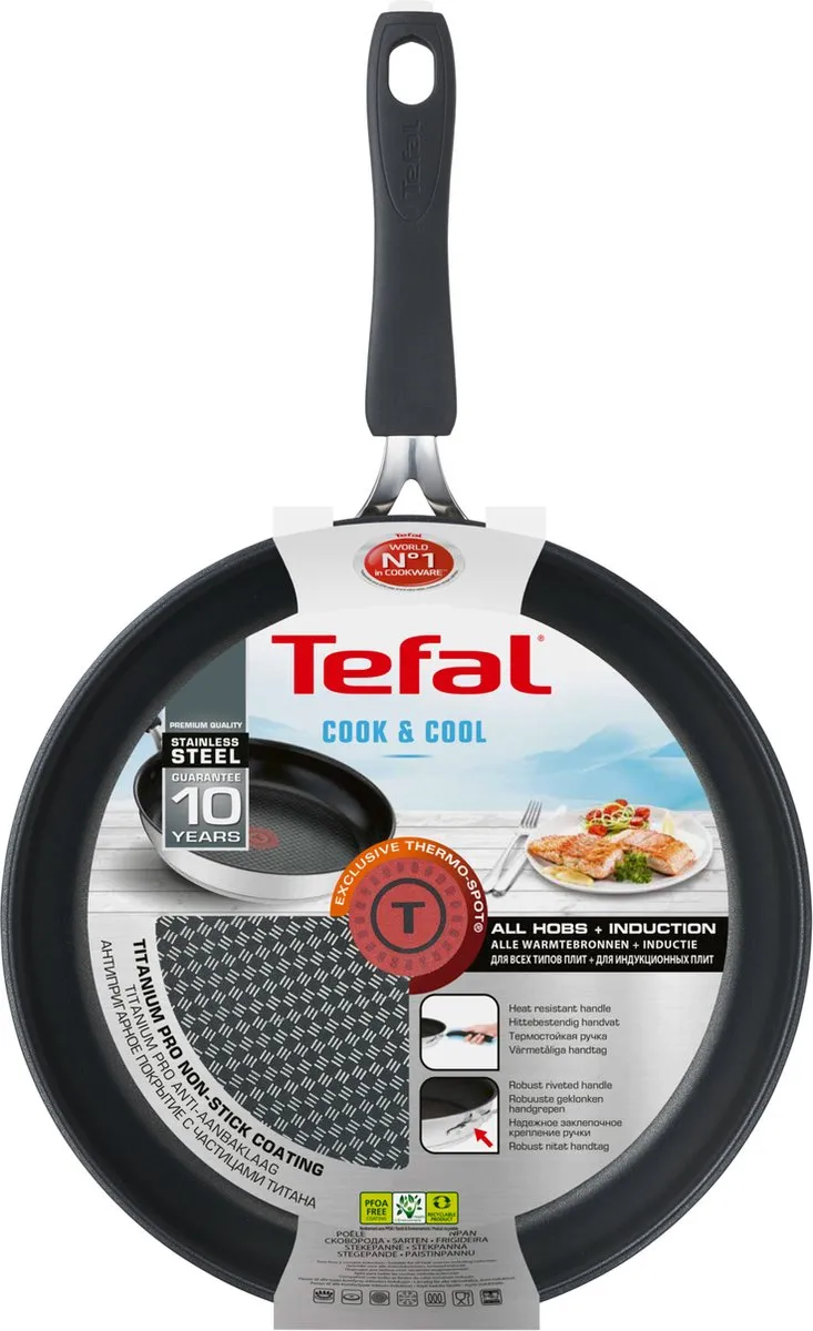 Tefal Cook & Cool Koekenpan 28cm - Zwart/RVS