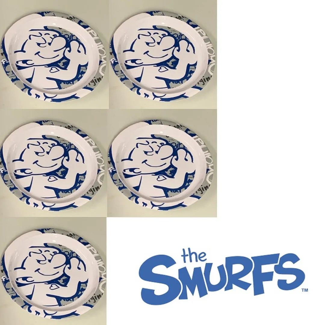 De Smurfen Potige Smurf Bord - 5 Stuks - Blauw