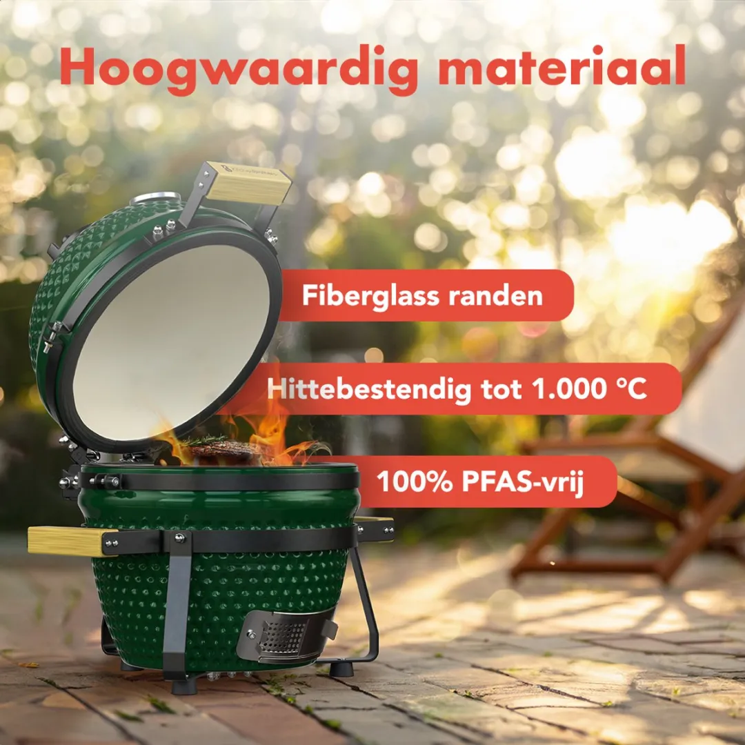 KitchenBrothers Kamado BBQ KB4206 - 38.5cm Groen - Deluxe Set