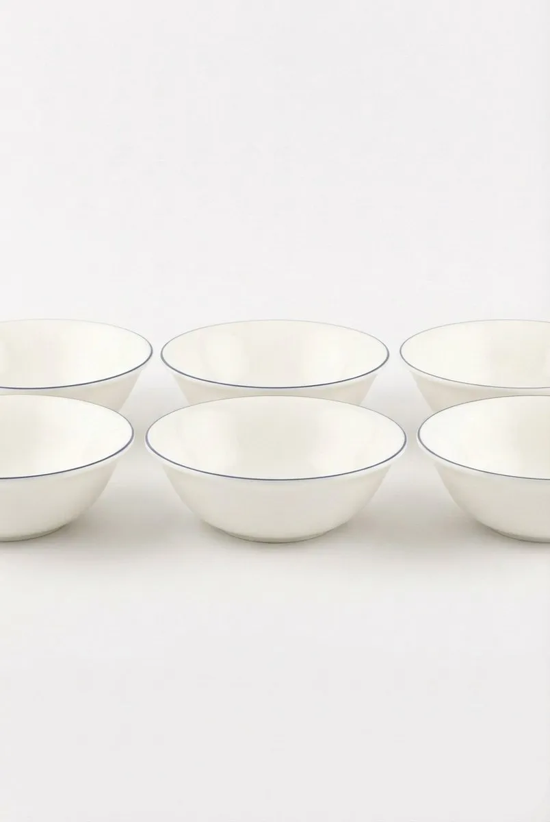 vtwonen Kommen Soepkom Set van 6 - 18cm - Blauw/Wit Porselein