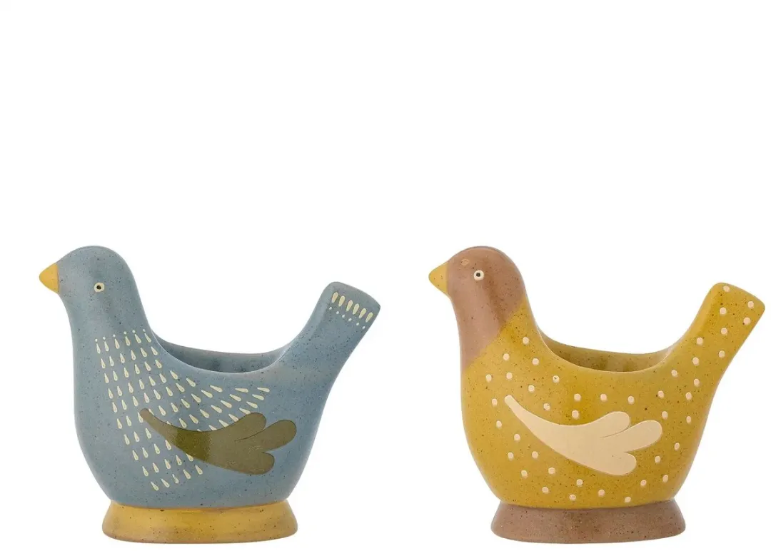 Bloomingville Eierdoppen Aardewerk Birdy - Blauw - 2 Stuks