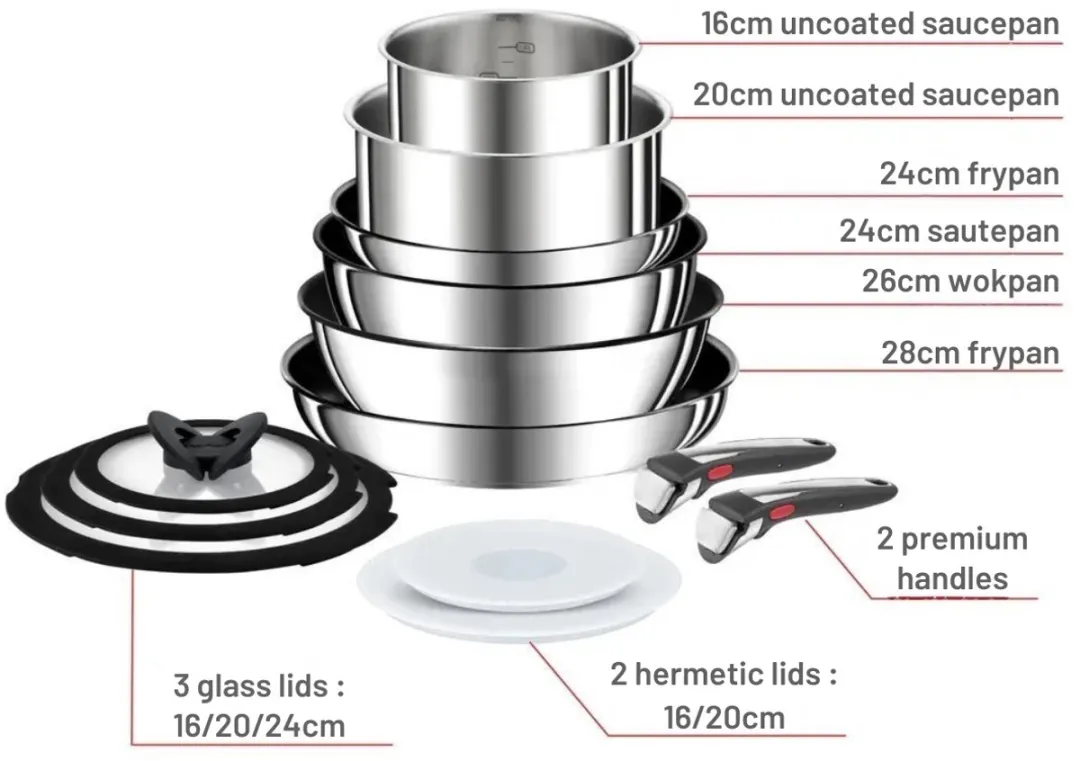 Tefal Ingenio Preference L897SD74 Pannenset - 13-delig - Inductie - RVS - afbeelding 6 van 6