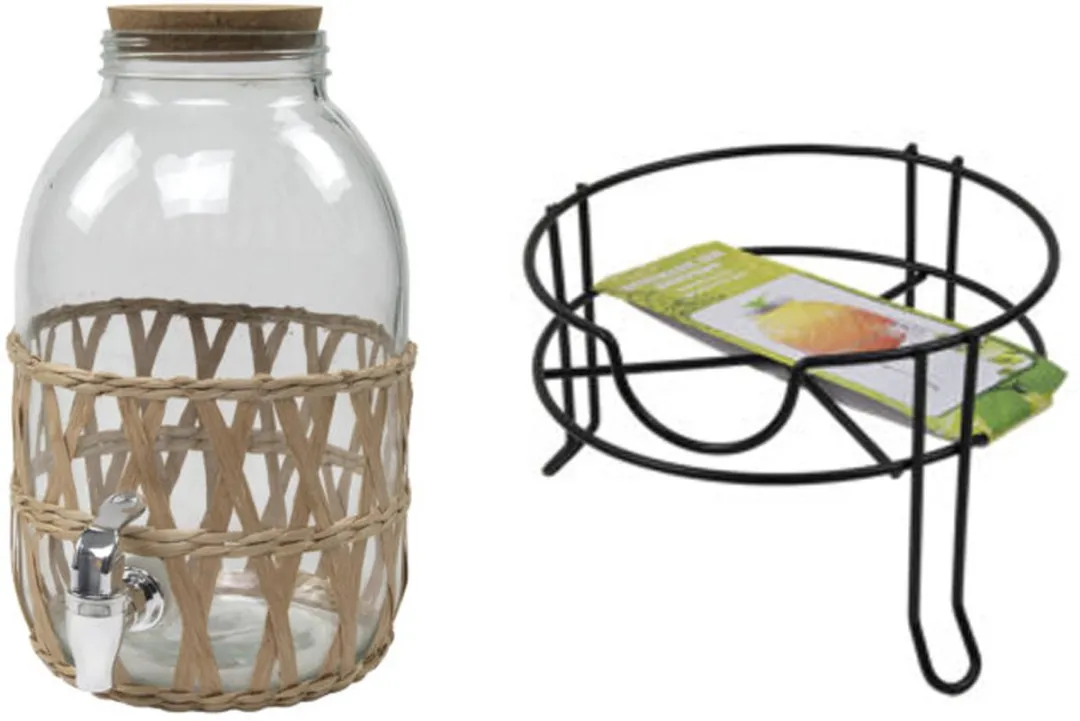 Svenska Living Drankdispenser 5L - Glas/RVS - D17,5xH32cm