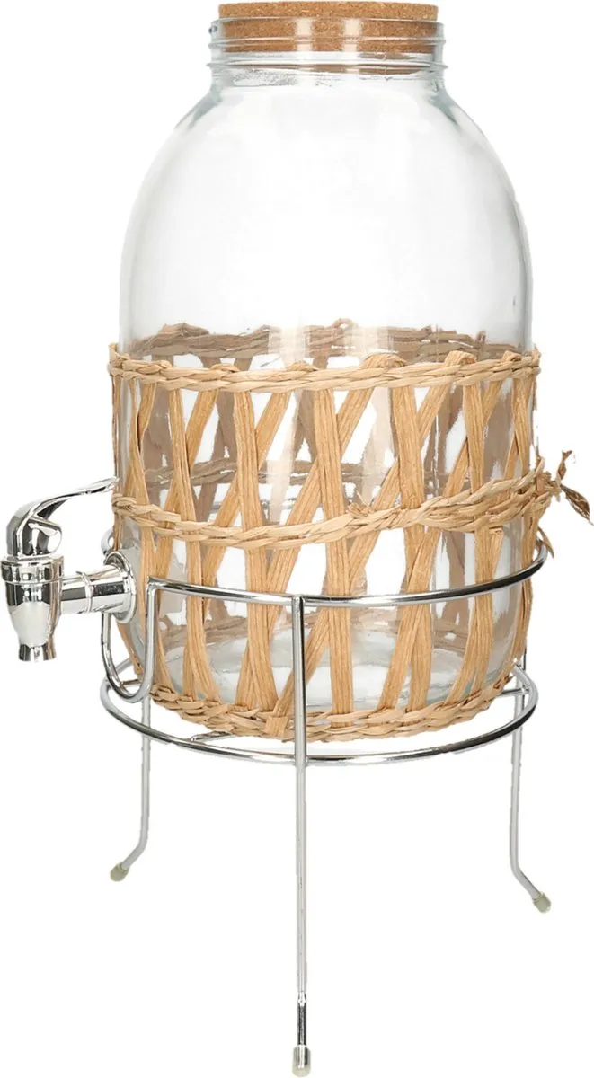 Svenska Living Drankdispenser 5L - Glas/RVS - D17,5xH32cm