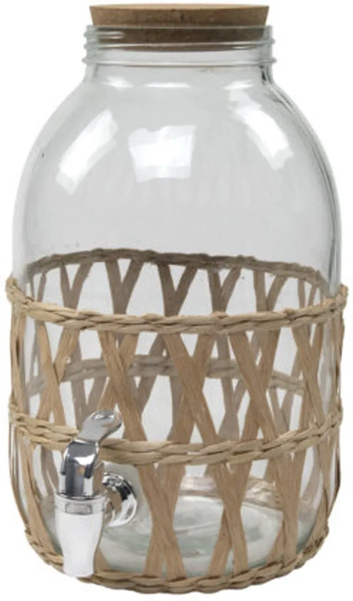 Svenska Living Drankdispenser 5L - Glas/RVS - D17,5xH32cm
