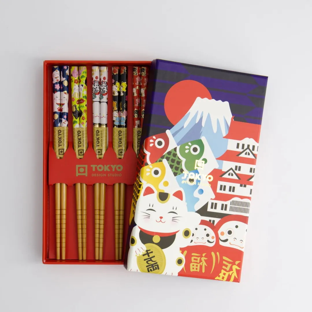 Tokyo Design Studio Kinder Eetstokjesset 5 Stuks - Bruin