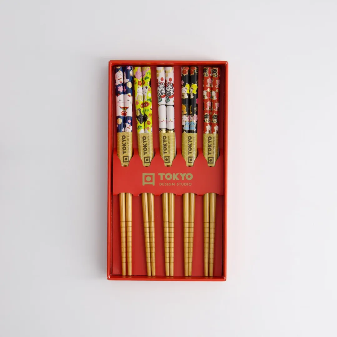 Tokyo Design Studio Kinder Eetstokjesset 5 Stuks - Bruin