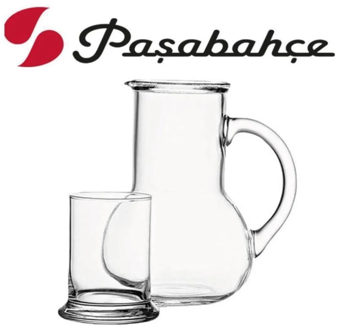 Pasabahçe Waterkaraf met Drinkglas 1L - Transparant