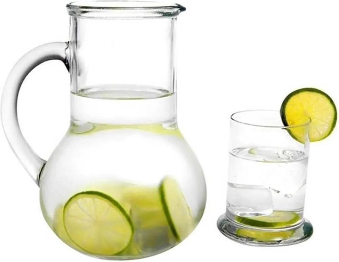 Pasabahçe Waterkaraf met Drinkglas 1L - Transparant