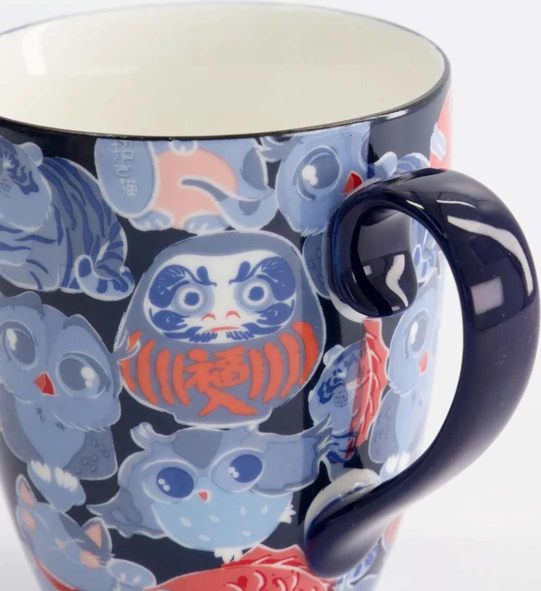 Tokyo Design Studio Lucky Daruma Lucky Cat Mok - Blauw 380ml