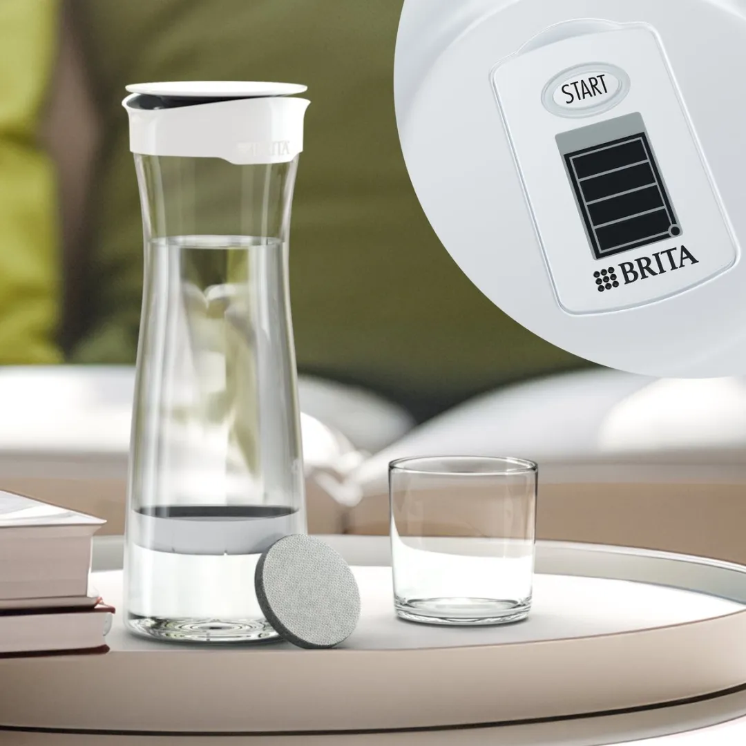 BRITA waterfilterkaraf white-graphite (1,3L) - incl. 1 MicroDisc filter - vermindert PFAS*, chloor, herbiciden, pesticiden en andere onzuiverheden met behoud van mineralen