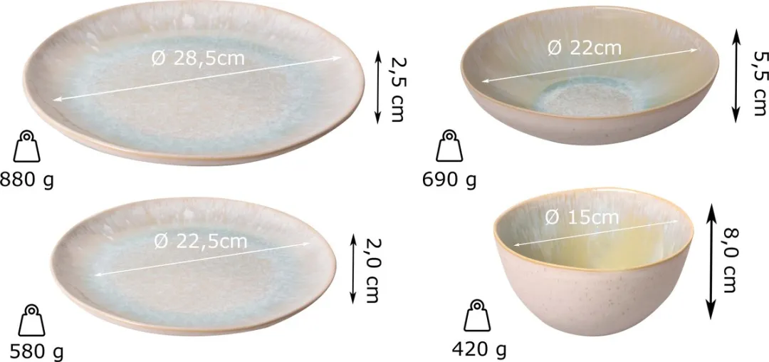Palmer Light Blue Sea Serviesset 24-delig - 6 Personen - Wit/Lichtblauw - afbeelding 3 van 6