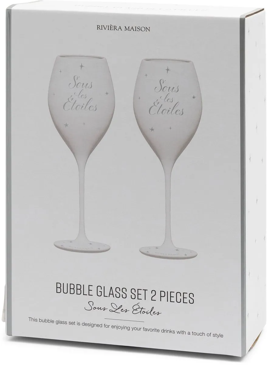 Riviera Maison Sous Les Étoiles Bubble Glass Hart Love Champagne - 2 Stuks