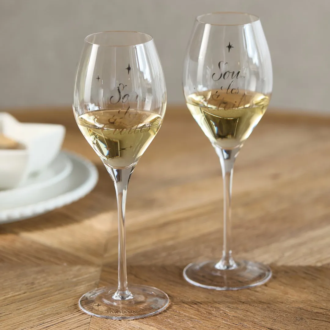 Riviera Maison Sous Les Étoiles Bubble Glass Hart Love Champagne - 2 Stuks