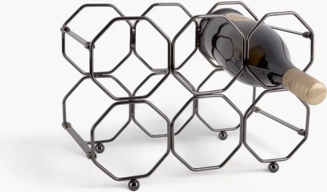 Present Time Honeycomb Wijnrek 6 Flessen - IJzer Zwart - 31x16,5x22cm