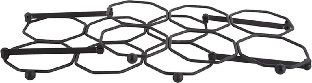 Present Time Honeycomb Wijnrek 6 Flessen - IJzer Zwart - 31x16,5x22cm